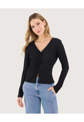 Blusa Para Mujer Manga Larga Color Negro Marca Ostu #40121217