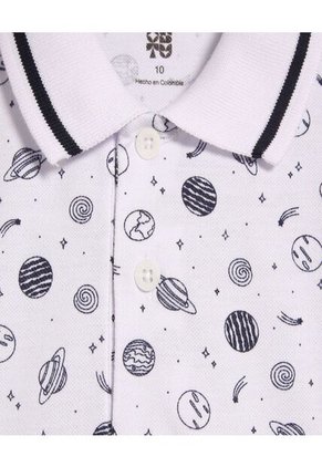 Polo Para Niño Manga Corta Color Blanco Marca Ostu #80110091