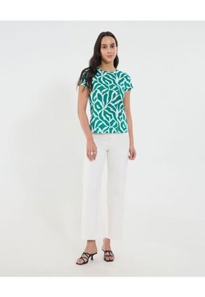 Camiseta Para Mujer Manga Corta Cuello Redondo Color Verde Marca Ostu #40092427