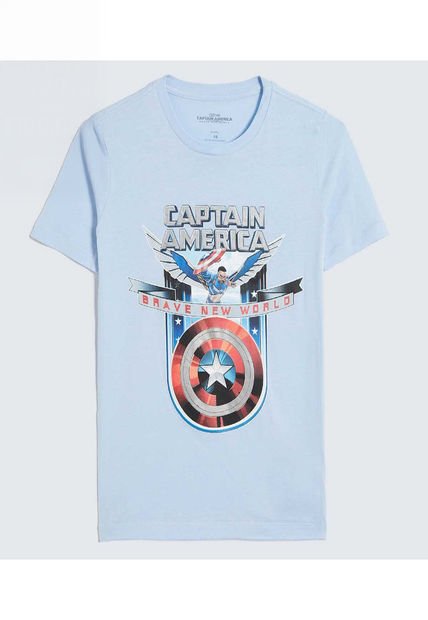 Camiseta Para Niño Manga Corta Cuello Redondo Color Azul Claro Marca Ostu #80090261