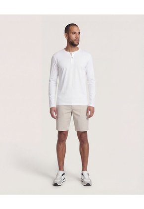 Camiseta  Para Hombre Manga Larga Cuello Henley Color Crema Marca Ostu #60091569