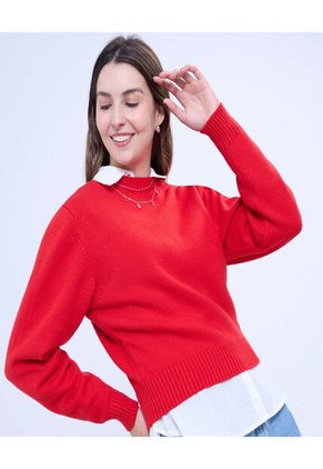 Saco Para Mujer Cuello Redondo Color Rojo Marca Ostu #40330077