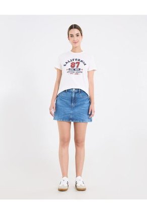 Camiseta  Para Mujer Manga Corta Cuello Redondo Color Crema Marca Ostu #40092706