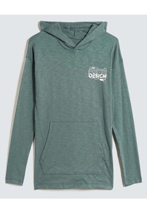 Buzo Para Niño Hoodie Color Verde  Marca Ostu #80060122