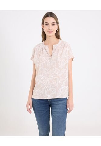 Blusa  Para Mujer Manga Corta Color Beige Marca Ostu #40121201 Ostu