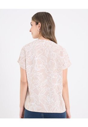 Blusa Para Mujer Manga Corta Color Beige Marca Ostu #40121201