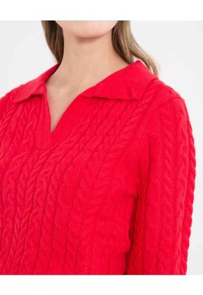 Saco  Para Mujer Cuello Camisero Color Rojo Marca Ostu #40330095