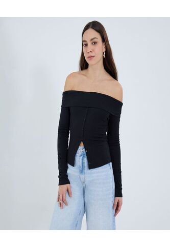 Camiseta Para Mujer Manga Larga Moda Color Negro Marca Ostu #40092456 Ostu