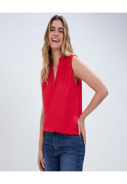 Blusa Para Mujer Manga Sisa Color Rojo Marca Ostu #40120961