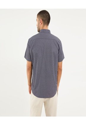 Camisa Para Hombre Manga Corta Con Bolsillo Cuello Casual M Color Azul Marca Ostu #60010822