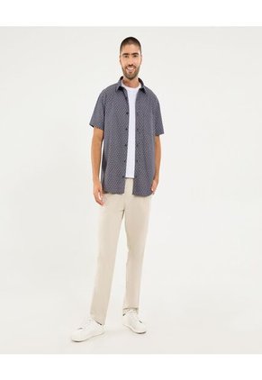 Camisa Para Hombre Manga Corta Con Bolsillo Cuello Casual M Color Azul Marca Ostu #60010822