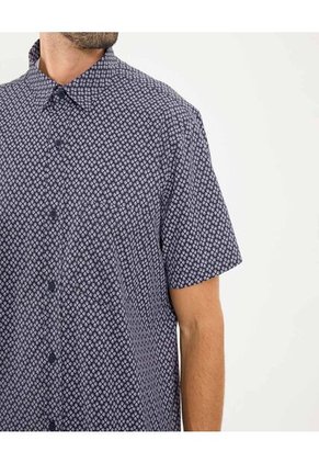 Camisa Para Hombre Manga Corta Con Bolsillo Cuello Casual M Color Azul Marca Ostu #60010822