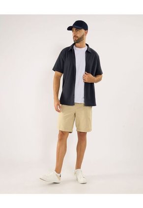 Camisa Para Hombre Manga Corta Sin Bolsillo Cuello Casual M Color Azul Marca Ostu #60010887