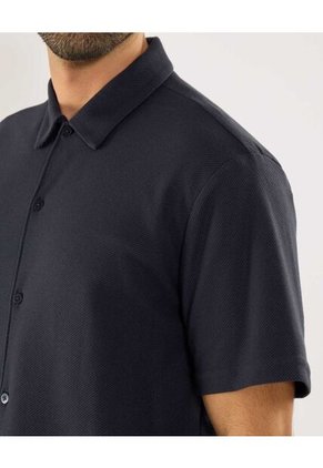 Camisa Para Hombre Manga Corta Sin Bolsillo Cuello Casual M Color Azul Marca Ostu #60010887