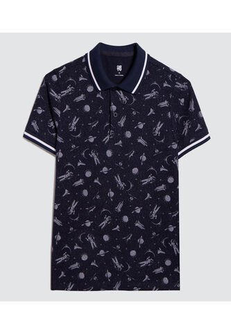 Polo Para Niño Manga Corta Color Azul  Marca Ostu #80110092 Ostu