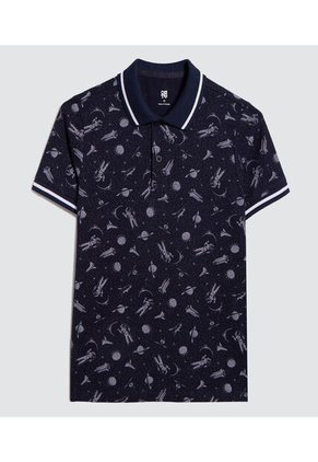 Polo Para Niño Manga Corta Color Azul Marca Ostu #80110092