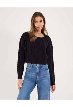 Saco Para Mujer Cuello Redondo Color Negro Marca Ostu #40330074