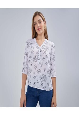 Blusa Para Mujer Manga 3/4 Color Blanco Marca Ostu #40120986 Ostu