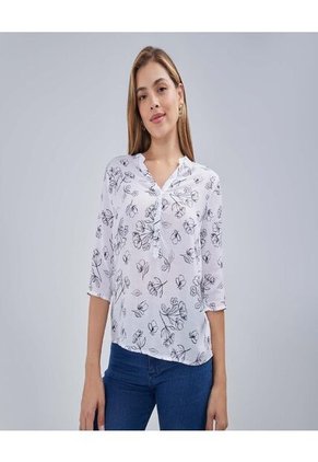Blusa Para Mujer Manga 3/4 Color Blanco Marca Ostu #40120986