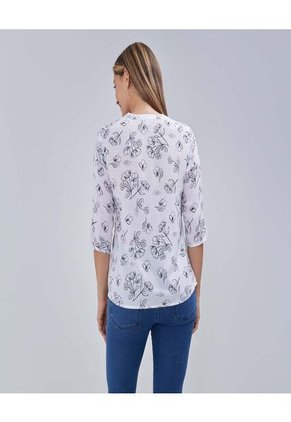Blusa Para Mujer Manga 3/4 Color Blanco Marca Ostu #40120986
