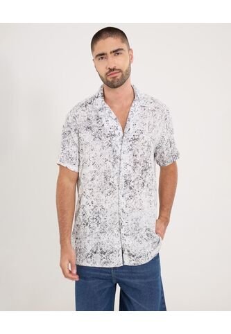 Camisa  Para Hombre Manga Corta Sin Bolsillo Cuello Resort Color Gris Marca Ostu #60010889 Ostu