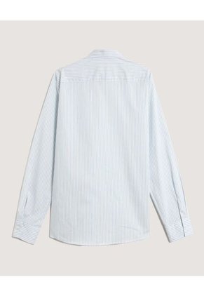 Camisa  Para Hombre Manga Larga Con Bolsillo Cuello Casual M Color Azul Marca Ostu #60010875