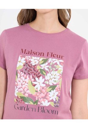 Camiseta  Para Mujer Manga Corta Cuello Redondo Color Morado Marca Ostu #40092673