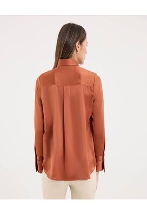 Camisa  Para Mujer Manga Larga Color Terracota Marca Ostu #40010322