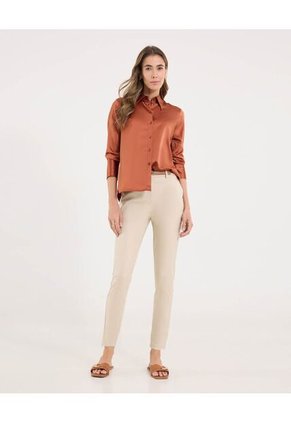 Camisa  Para Mujer Manga Larga Color Terracota Marca Ostu #40010322