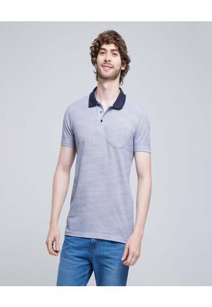 Polo Para Hombre Cuello Tejido Con Bolsillo Color Azul  Marca Ostu #60110675