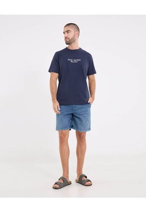 Camiseta  Para Hombre Manga Corta Cuello Redondo Color Azul Marca Ostu #60091790