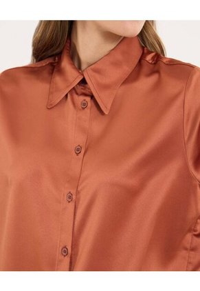 Camisa  Para Mujer Manga Larga Color Terracota Marca Ostu #40010322