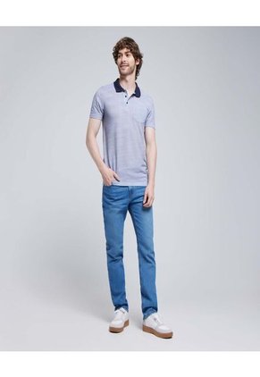 Polo Para Hombre Cuello Tejido Con Bolsillo Color Azul  Marca Ostu #60110675