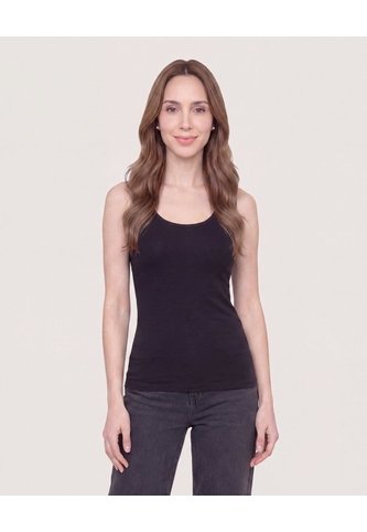 Camiseta Básica Tipo Tank  Para Mujer Negro Ostu Ostu