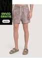 Pantaloneta De Baño Estampada  Para Hombre Café Ostu de Ostu