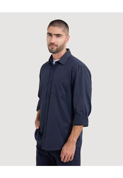 Camisa Para Hombre Manga Larga Con Bolsillo Cuello Casual M Color Celeste Marca Ostu #60010795