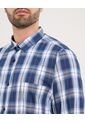 Camisa  Para Hombre Manga Larga Con Bolsillo Cuello Casual M Color Azul Marca Ostu #60010874 de Ostu