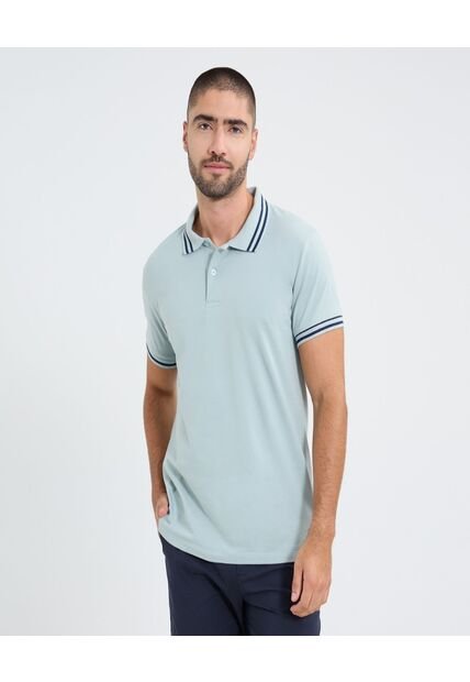 Polo Para Hombre Cuello Tejido Sin Bolsillo Color Azul Marca Ostu #60110768