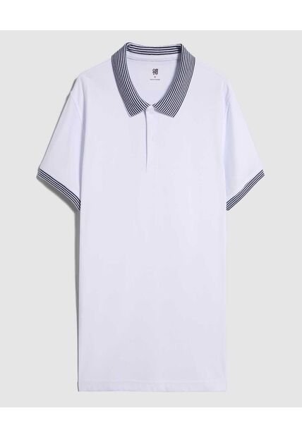 Polo Para Hombre Cuello Tejido Sin Bolsillo Color Blanco Marca Ostu #60110721