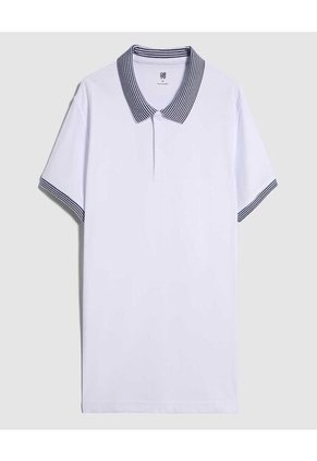 Polo Para Hombre Cuello Tejido Sin Bolsillo Color Blanco Marca Ostu #60110721