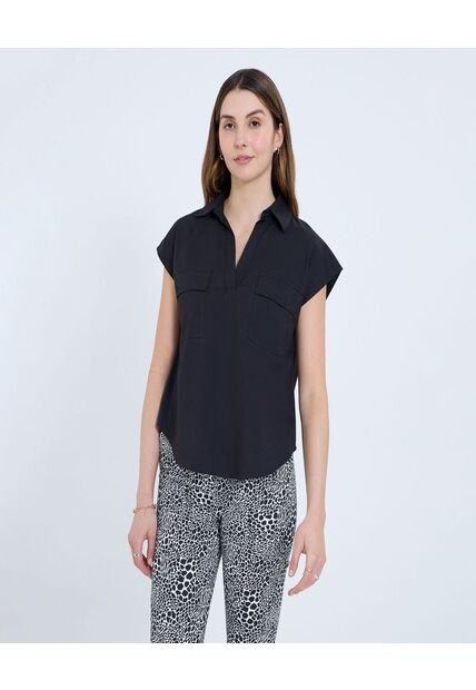 Camisa Para Mujer Manga Corta Color Negro Marca Ostu #40010289