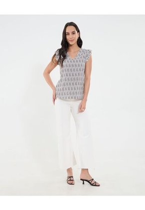 Blusa Para Mujer Manga Corta Color Crudo Marca Ostu #40121160