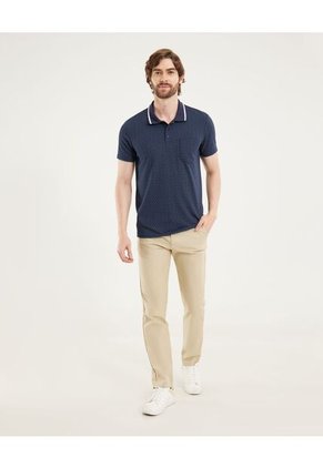 Polo Para Hombre Cuello Tejido Con Bolsillo Color Azul Marca Ostu #60110803