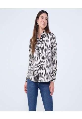 Camisa Para Mujer Manga Larga Color Beige Marca Ostu #40010295 Ostu