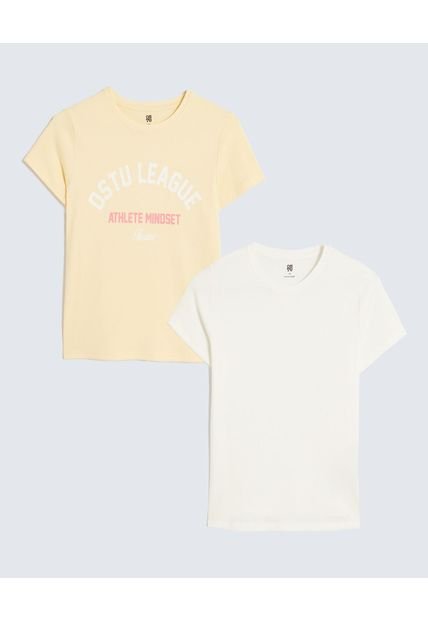 Camiseta Infantil Niña Manga Corta Cuello V Color Blanco Marca Ostu #90090291
