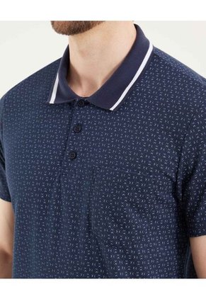 Polo Para Hombre Cuello Tejido Con Bolsillo Color Azul Marca Ostu #60110803