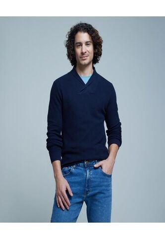 Saco Para Hombre Shawl Neck Color Azul  Marca Ostu #60330036 Ostu