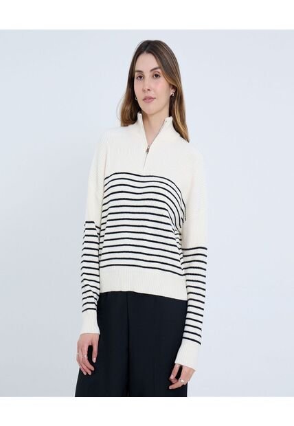 Saco Para Mujer Cuello Alto O Cuello Tortuga Color Crema Marca Ostu #40330091