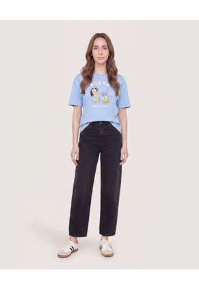Camiseta Relaxed Con Estampado Lilo Y Stitch  Para Mujer Azul Ostu