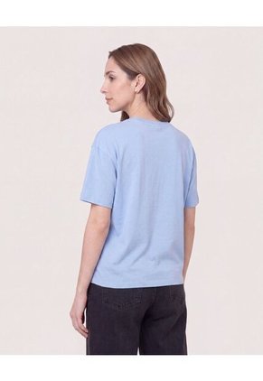 Camiseta Relaxed Con Estampado Lilo Y Stitch  Para Mujer Azul Ostu